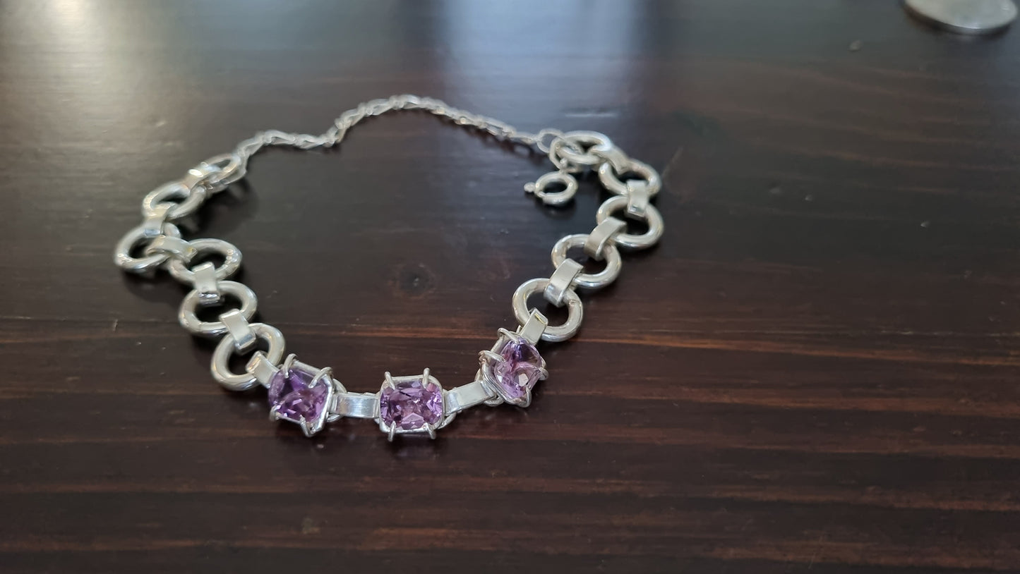 Silver and Brazilian Amethyst Bracelet