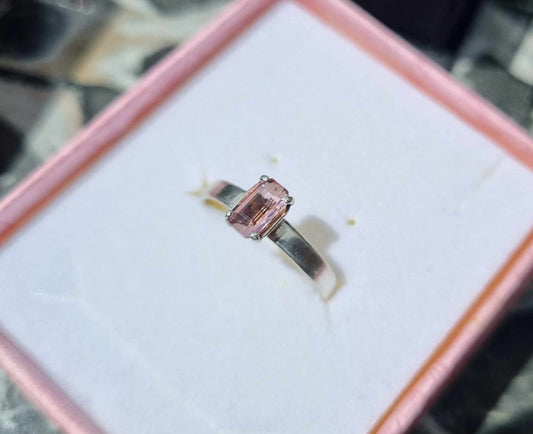 Handmade Silver ring with Pink Tourmaline