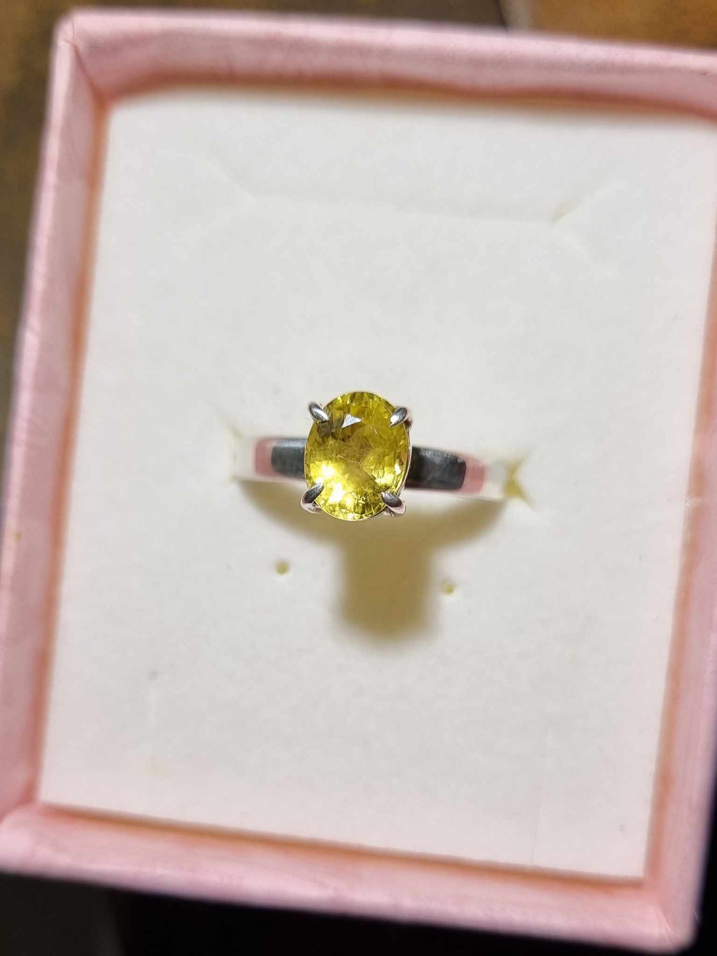 Yellow Sapphire on Stirling Silver Ring
