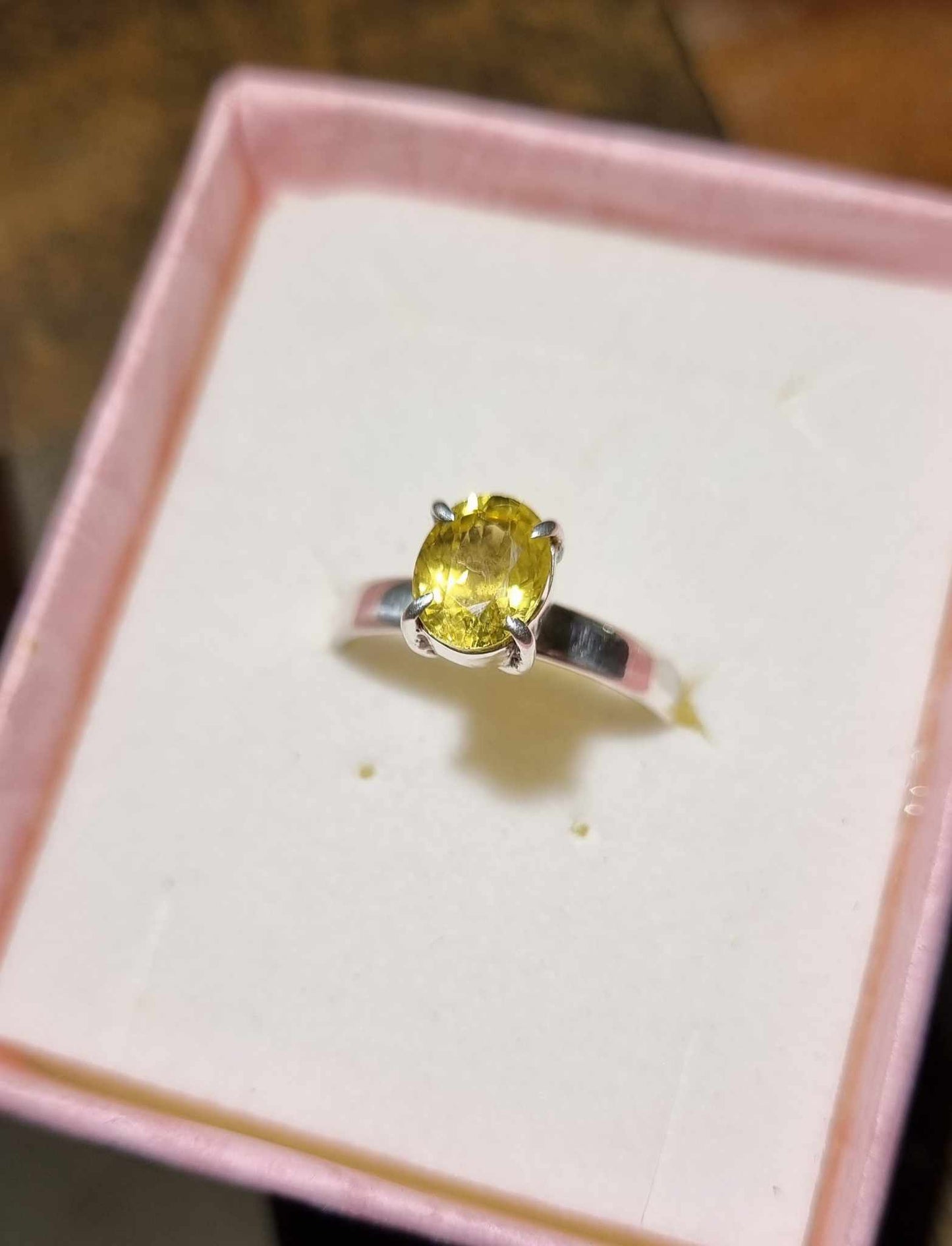 Yellow Sapphire on Stirling Silver Ring