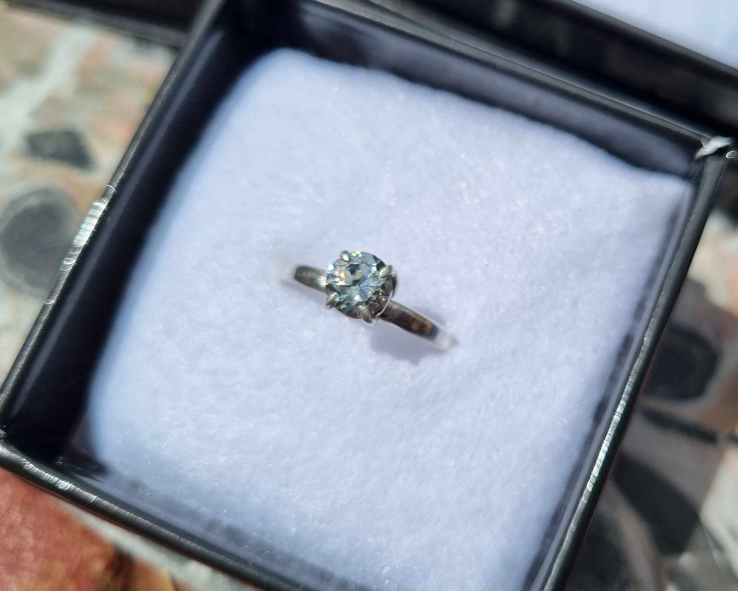 Handmade Silver and natural Australian Zircon ring