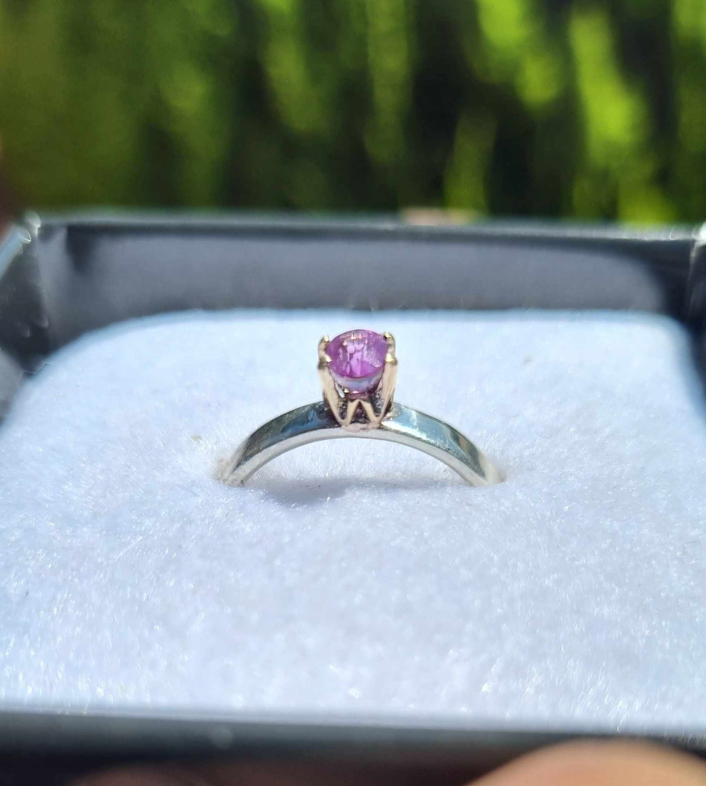 Pink Sapphire Silver and Gold Ring