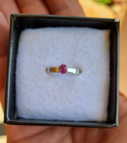 Pink Sapphire Silver and Gold Ring